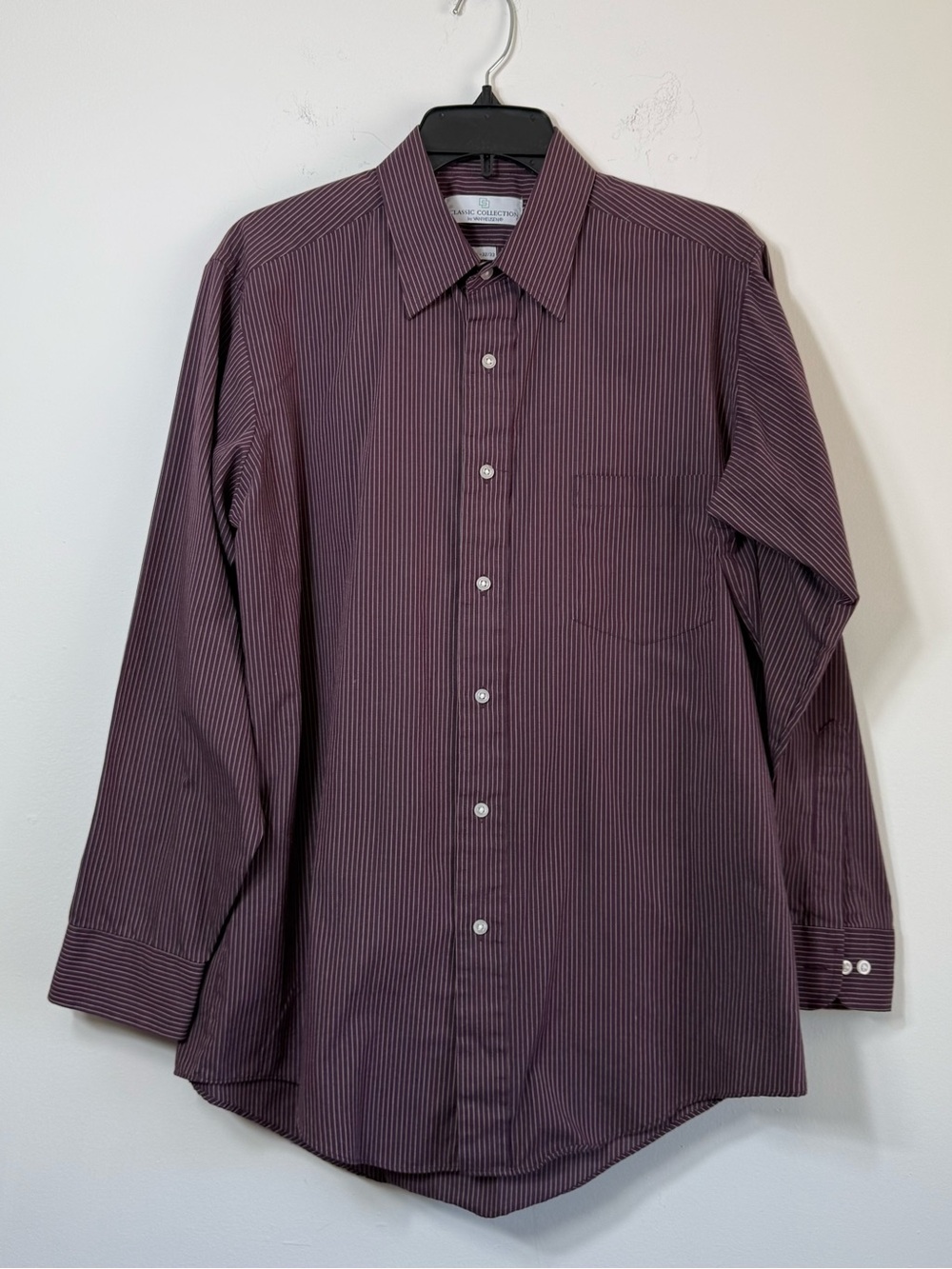 Classic Collection Van Heusen Burgundy Striped Button Down Dress Shirt